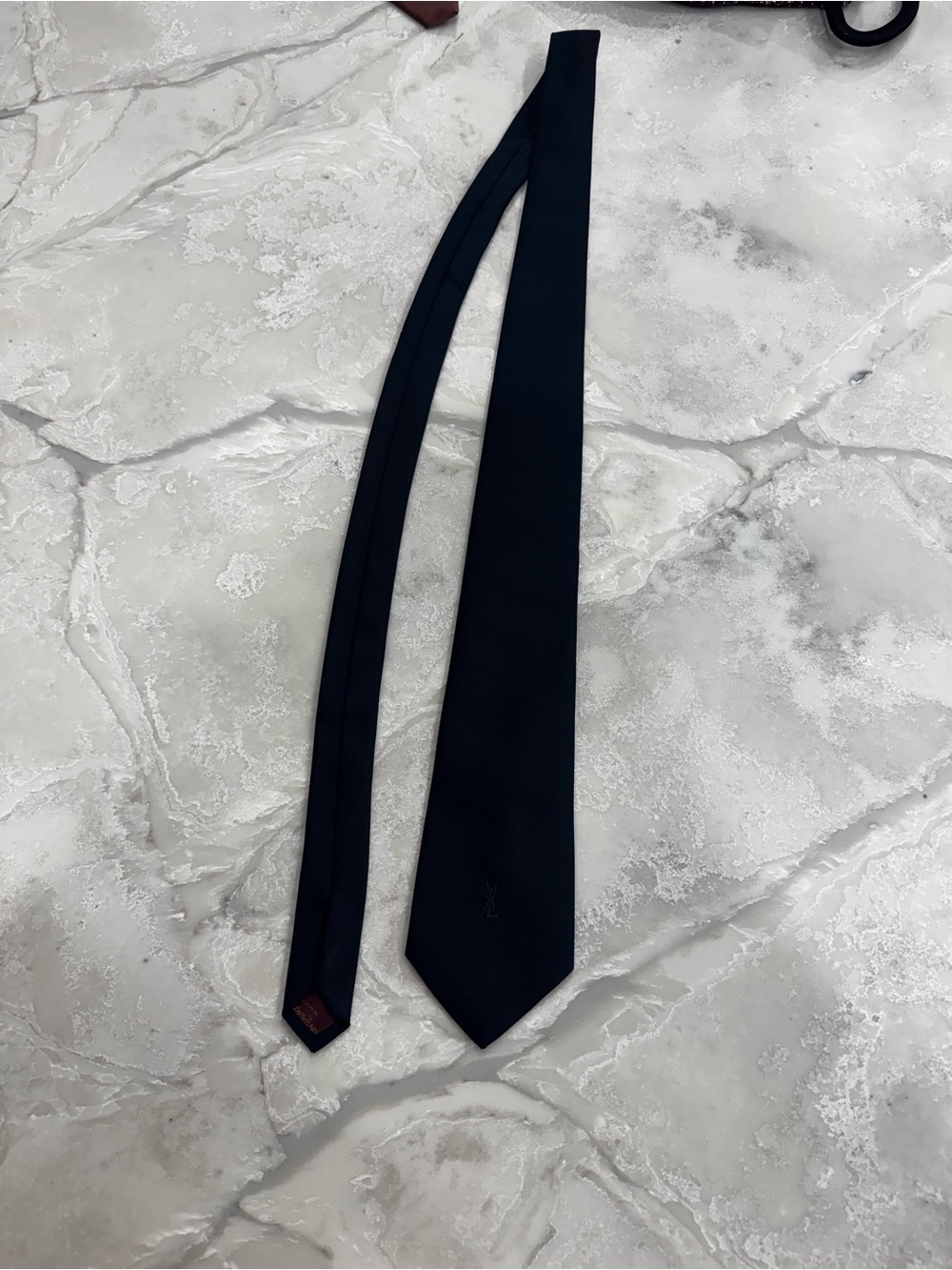 Yves Saint Laurent Navy Silk Narrow Men's Tie